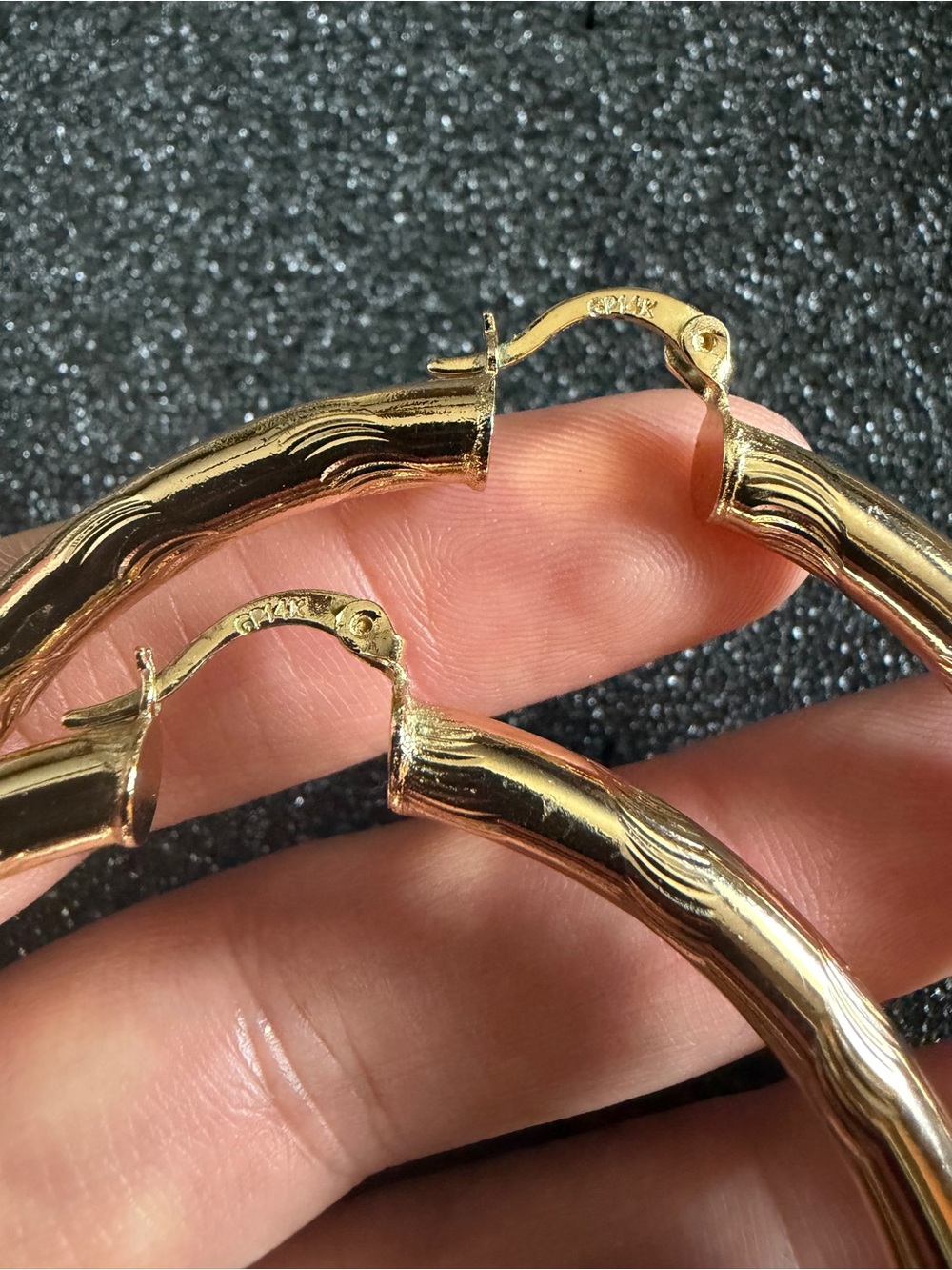 14K GP Large Hoop Earrings - Picture 8 of 8